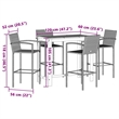 Pemberly Row Premium 5 Piece Solid Acacia Wood Bar Set in Black