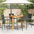 Pemberly Row Premium 5 Piece Solid Acacia Wood Bar Set in Black
