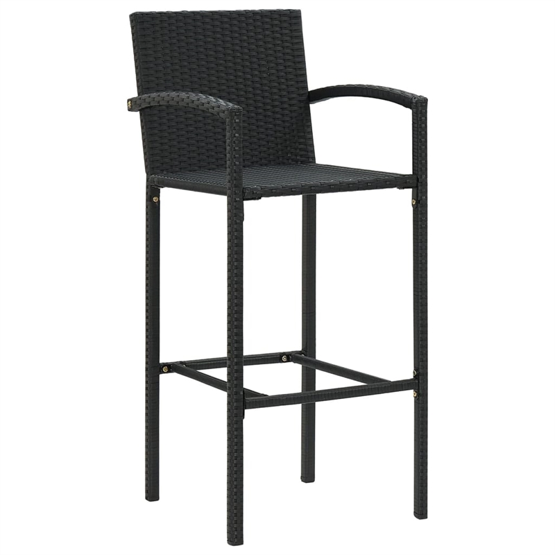 Pemberly Row Premium 5 Piece Solid Acacia Wood Bar Set in Black