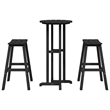 Pemberly Row 3 Piece Garden Outdoor Patio Bar Set with Storage in Black