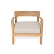 Pemberly Row Acacia Wood Outdoor Club Chair with Seat Cushion