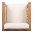 Pemberly Row Acacia Wood Outdoor Club Chair with Beige Cushions