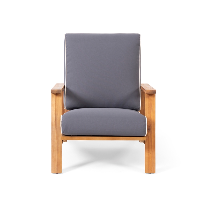 Pemberly Row Upholstered Faux Leather Club Chair with Wood Legs
