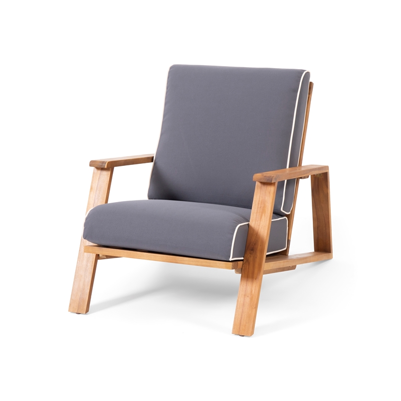 Pemberly Row Upholstered Faux Leather Club Chair with Wood Legs