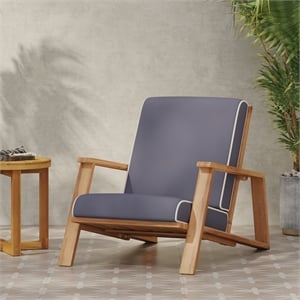 Pemberly Row Upholstered Faux Leather Club Chair with Wood Legs