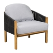 Pemberly Row Upholstered Outdoor Wood Club Chair with Gray Cushion