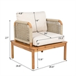 Pemberly Row Set of 2 Acacia Wood Outdoor Rope Club Chairs with Cushions