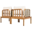 Pemberly Row Set of 2 Acacia Wood Outdoor Rope Club Chairs with Cushions