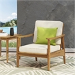 Pemberly Row Outdoor Acacia Wood Club Chairs with Thick Cushions