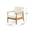 Pemberly Row Outdoor Acacia Wood Club Chairs with Thick Cushions