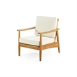 Pemberly Row Outdoor Acacia Wood Club Chairs with Thick Cushions