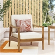 Pemberly Row Outdoor Acacia Wood Club Chairs with Thick Cushions