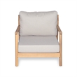 Pemberly Row Acacia Wood Patio Club Chair with Beige Cushions