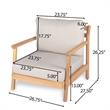 Pemberly Row Acacia Wood Patio Club Chair with Beige Cushions