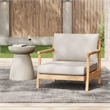 Pemberly Row Acacia Wood Patio Club Chair with Beige Cushions