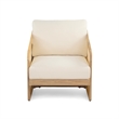 Pemberly Row Acacia Wood Outdoor Club Chair with Mesh and Cushions
