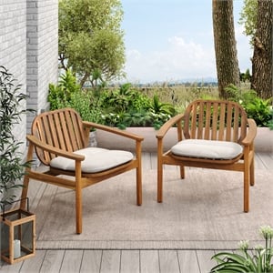 Pemberly Row Outdoor Club Chair with Rope Accent Set of 2 with Cushions