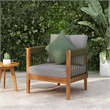 Pemberly Row Acacia Outdoor Club Chair with Rope Accent with Rope Accents