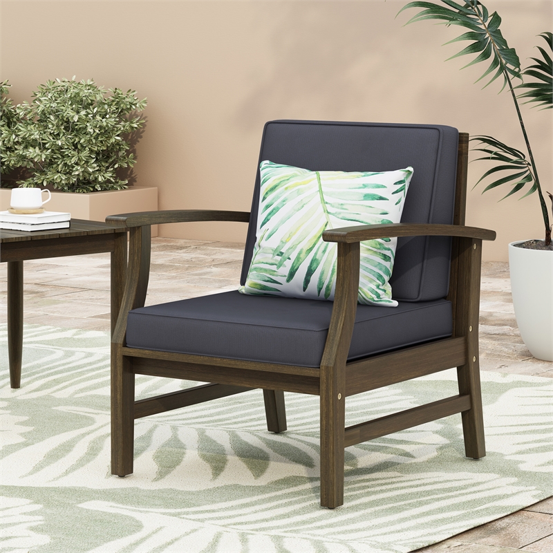 Pemberly Row Modern Dark Grey Club Chair for Living Room and Office