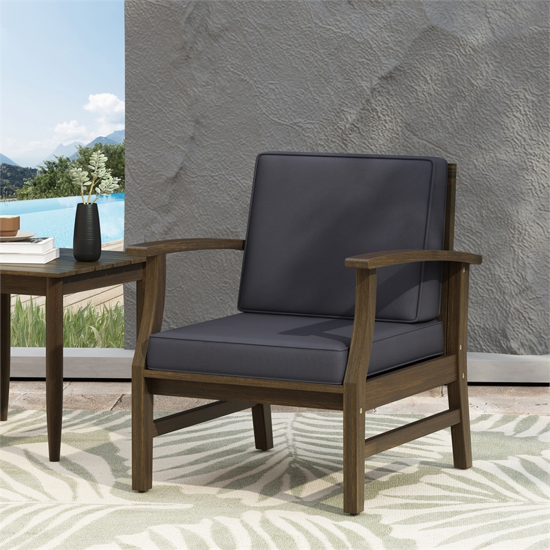 Pemberly Row Modern Dark Grey Club Chair for Living Room and Office