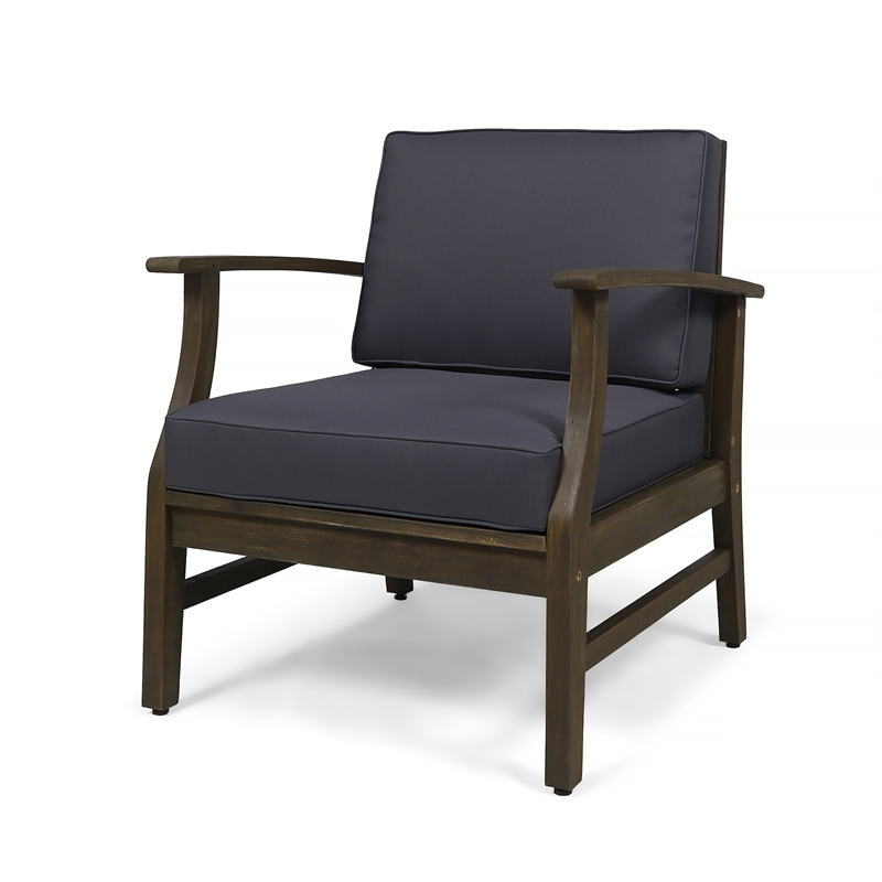 Pemberly Row Modern Dark Grey Club Chair for Living Room and Office