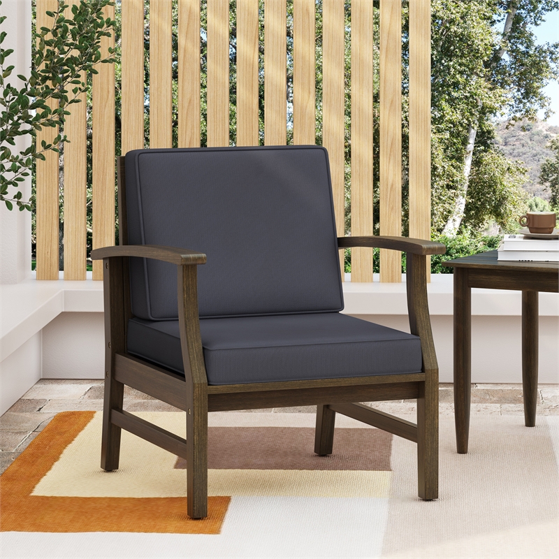 Pemberly Row Modern Dark Grey Club Chair for Living Room and Office