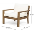 Pemberly Row Upholstered Outdoor Acacia Wood Club Chairs with Cushions