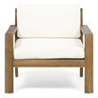 Pemberly Row Upholstered Outdoor Acacia Wood Club Chairs with Cushions