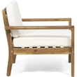 Pemberly Row Upholstered Outdoor Acacia Wood Club Chairs with Cushions