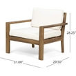 Pemberly Row Upholstered Outdoor Acacia Wood Club Chairs with Cushions