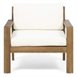 Pemberly Row Upholstered Outdoor Acacia Wood Club Chairs with Cushions