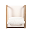 Pemberly Row Oversized Acacia Wood Outdoor Lounge Chair with White Cushions