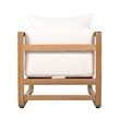 Pemberly Row Oversized Acacia Wood Outdoor Lounge Chair with White Cushions