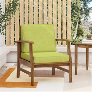 Pemberly Row Green Velvet Club Chair with Sloping Arms and Tapered Legs