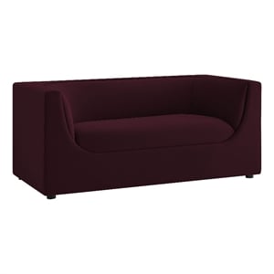 Pemberly Row 67&quot Curved Back Performance Velvet Loveseat in Mulberry