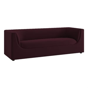 Pemberly Row 86&quot Curved Back Performance Velvet Sofa in Mulberry