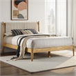 Pemberly Row Wooden Queen Size Platform Bed in Natural and Beige