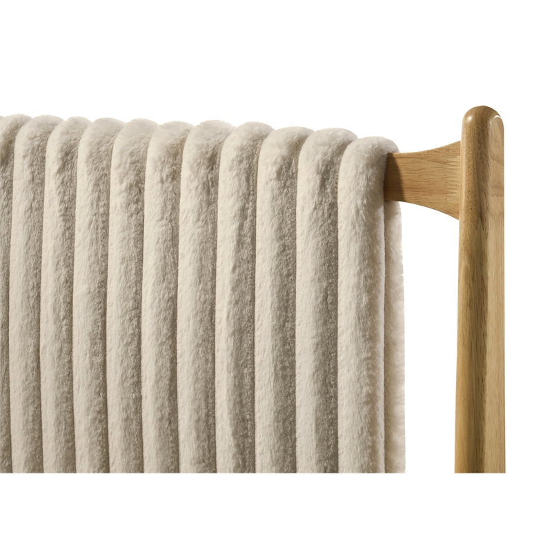 Pemberly Row Wooden Queen Size Platform Bed in Natural and Beige