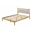 Pemberly Row Wooden Queen Size Platform Bed in Natural and Beige