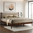 Pemberly Row Wooden King Size Platform Bed in Walnut and Beige