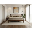 Pemberly Row Wooden King Size Platform Bed in Walnut and Beige