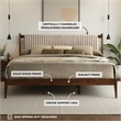 Pemberly Row Wooden King Size Platform Bed in Walnut and Beige