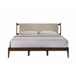 Pemberly Row Wooden King Size Platform Bed in Walnut and Beige