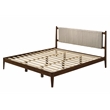 Pemberly Row Wooden King Size Platform Bed in Walnut and Beige