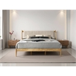 Pemberly Row Wooden King Size Platform Bed in Natural and Beige