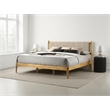 Pemberly Row Wooden King Size Platform Bed in Natural and Beige