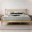 Pemberly Row Wooden King Size Platform Bed in Natural and Beige