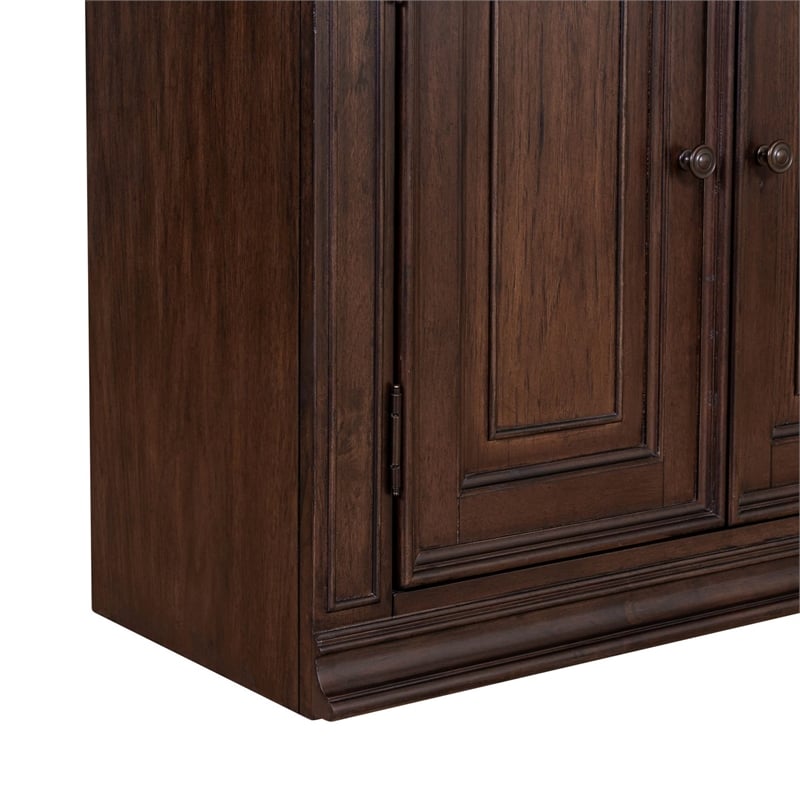 Pemberly Row Solid Wood Bunching Bookcase with Storage in Brown