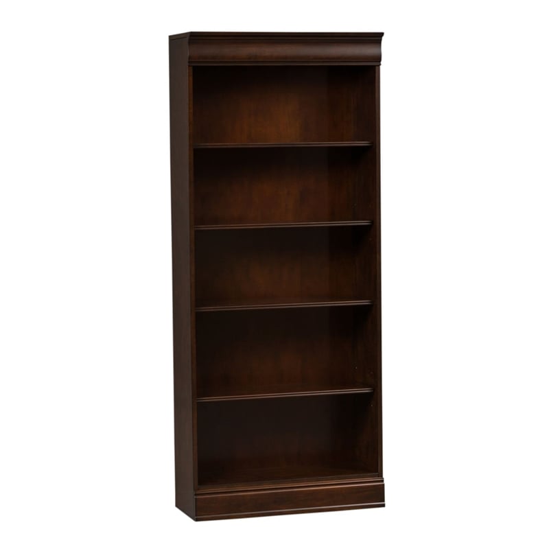Pemberly Row Premium Stepped Bookcase Wall 4 Piece Set in Brown