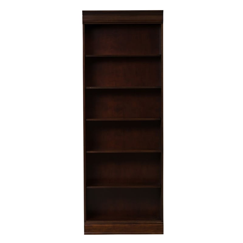 Pemberly Row Premium Stepped Bookcase Wall 4 Piece Set in Brown